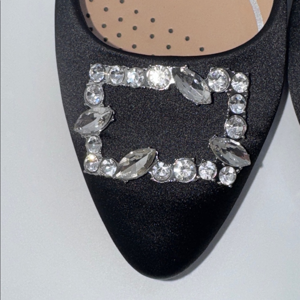 Easy Spirit Carisma Black Satin Dress Pumps w Rhinestone Buckle Women’s 7 - Picture 6 of 13